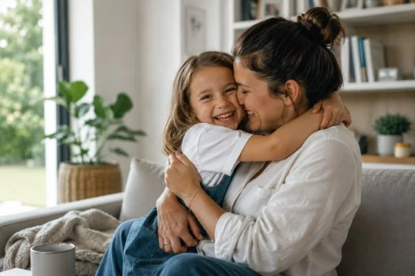 happy child with parent after parenting plans Suffolk